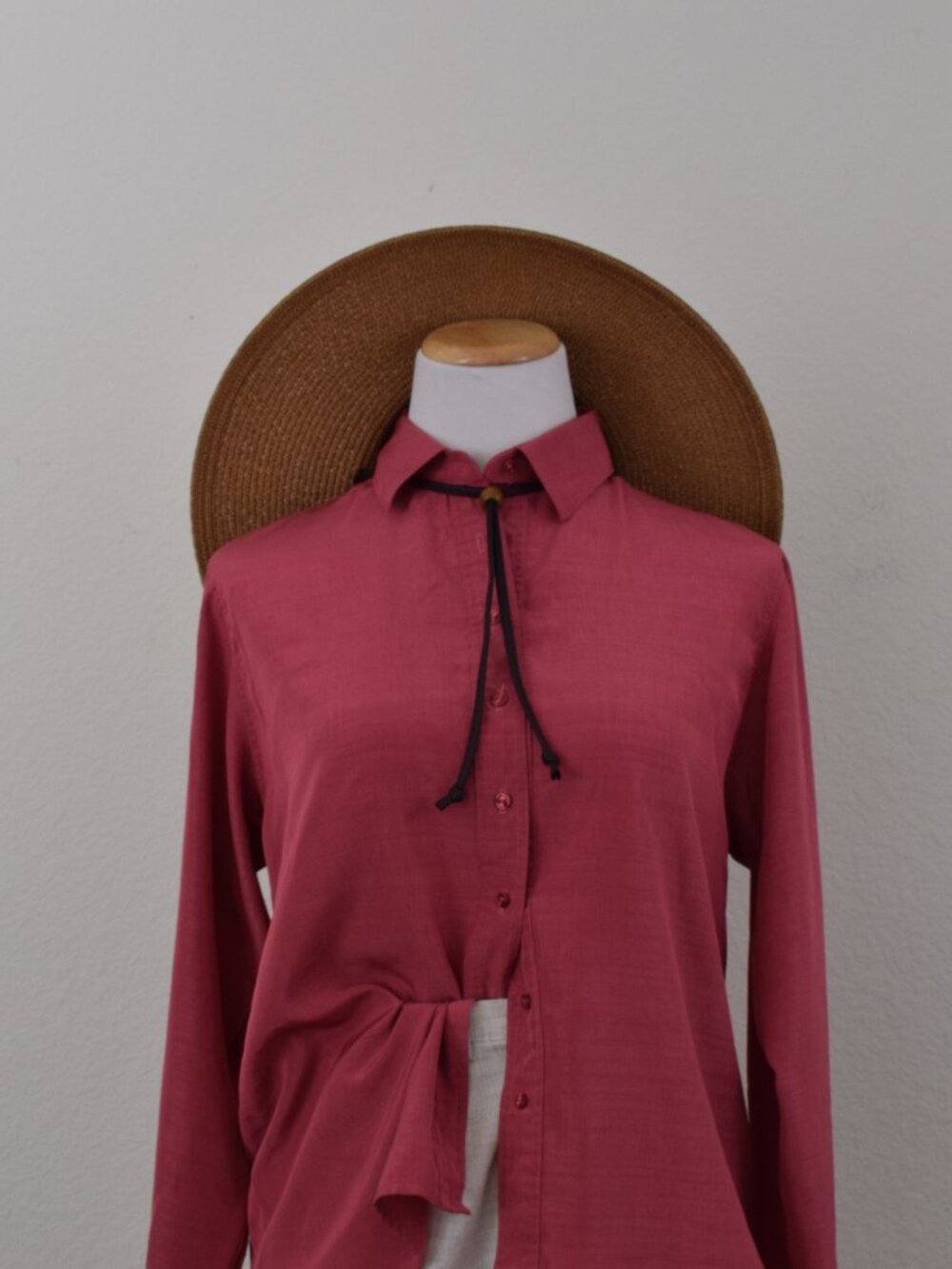 Vintage 80s Polyester‎ Rouge Pink Blouse